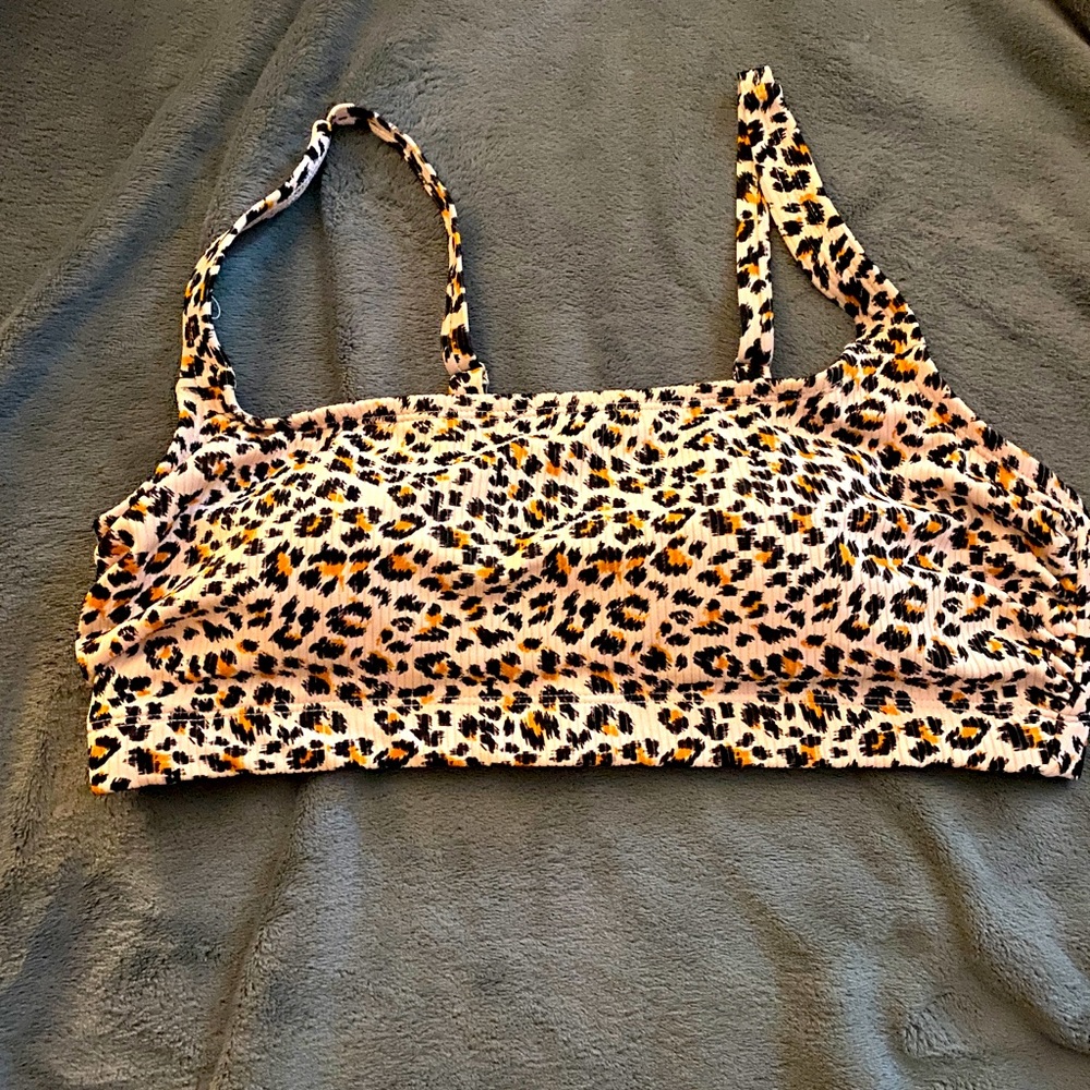 Xhilaration Plus 14W Animal Print Ribbed Bikini Top